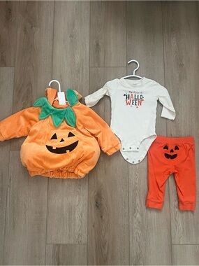 Target Orange Pumpkin Plush Costume Set with Cream Bodysuit and Orange Pants